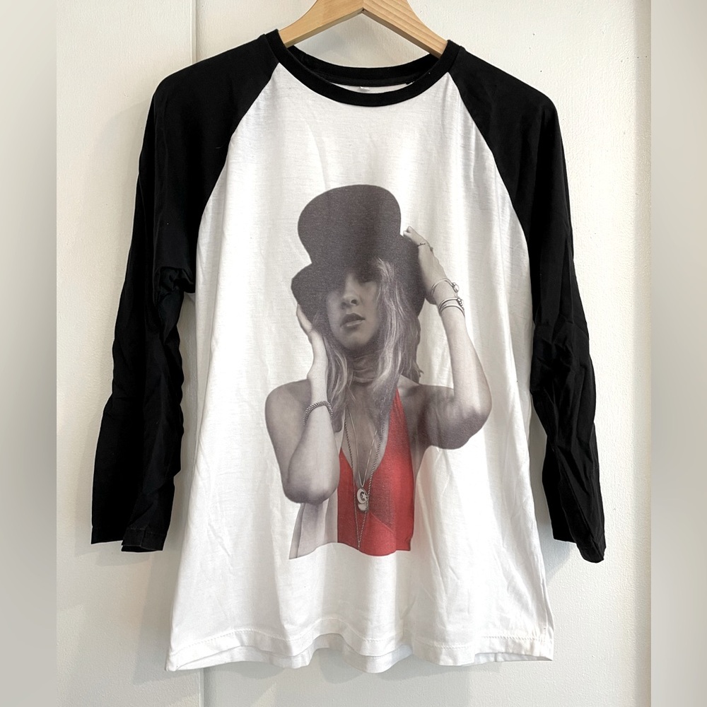 Stevie Nicks Fleetwood Mac Long Sleeve Baseball Tee L